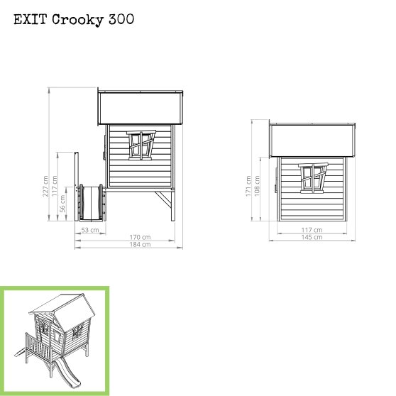 Cabane en bois EXIT Crooky 300 - gris-beige