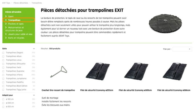 Comment puis-je commander des pièces détachées pour mes jouets d'extérieur EXIT ?