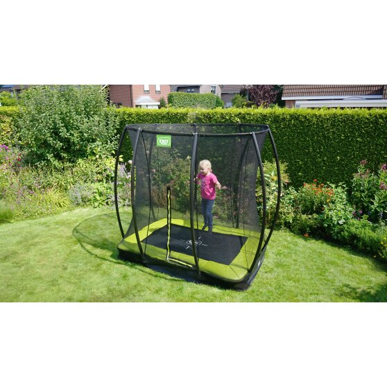 Trampoline enterré EXIT Silhouette 153x214cm avec filet de sécurité - vert