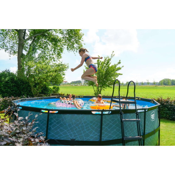 Piscine EXIT Wood ø488x122cm avec pompe filtrante - marron