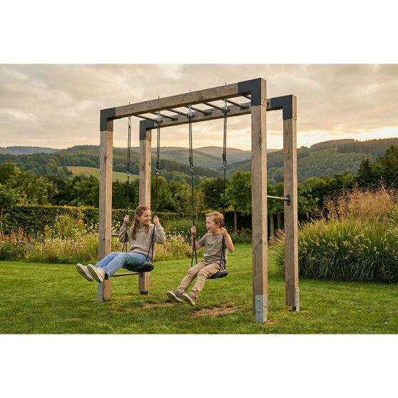 EXIT Linea Robust 110 Barre de singe en bois avec balançoire double