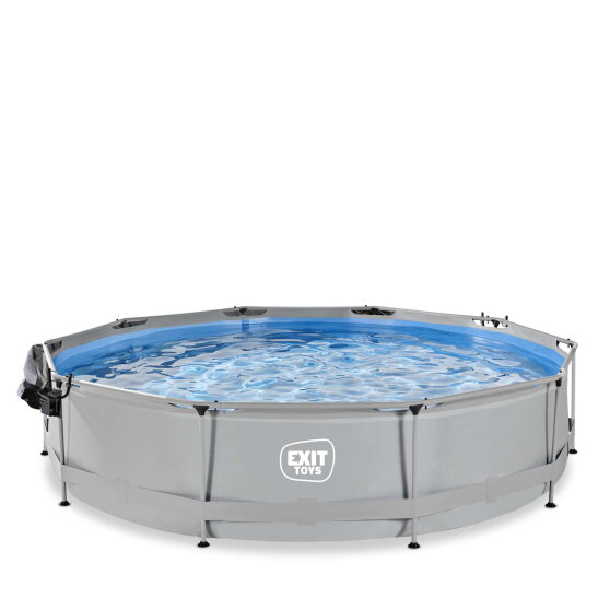 Piscine EXIT Soft Grey ø360x76cm avec pompe filtrante et dôme - gris