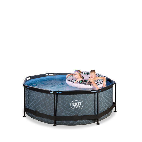 Piscine EXIT Stone ø244x76cm avec pompe filtrante - grise