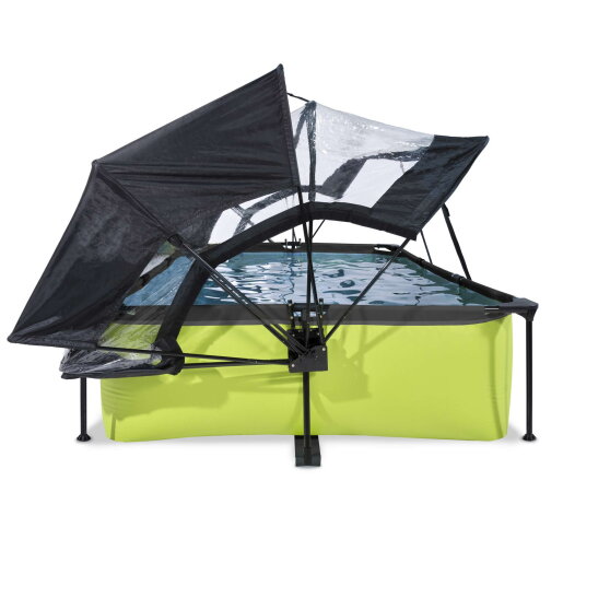 Piscine EXIT Lime 300x200x65cm avec pompe filtrante et d&ocirc;me et voile d'ombrage - vert
