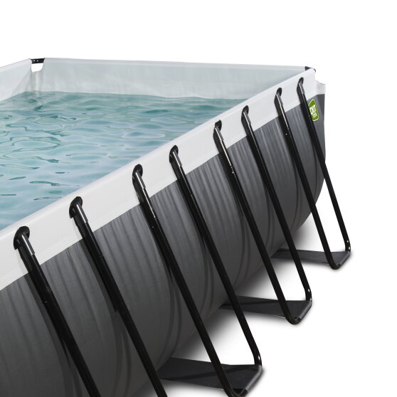 Piscine EXIT Black Leather 400x200x122cm avec pompe filtrante à sable et dôme - noir