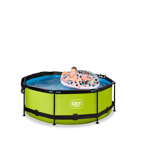 Piscine EXIT Lime ø244x76cm avec pompe filtrante et voile d'ombrage - vert