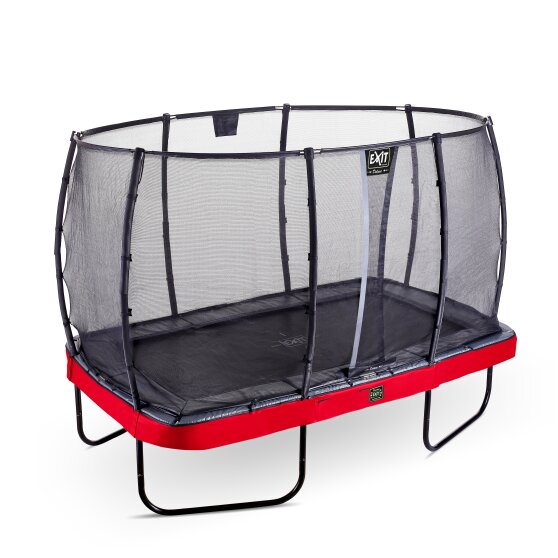 Trampoline EXIT Elegant Premium de 214x366cm avec filet de sécurité Deluxe - rouge