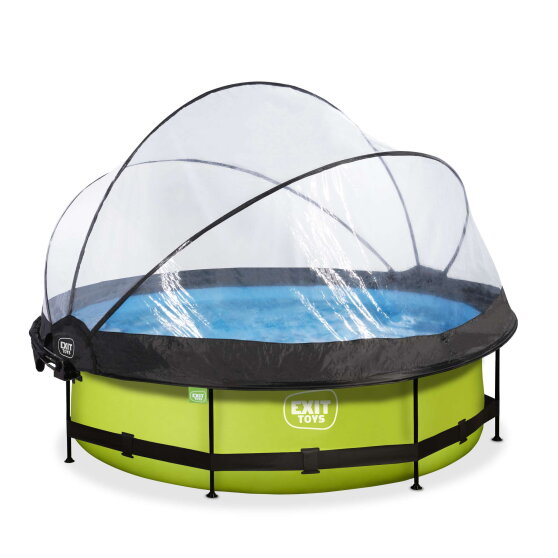 Piscine EXIT Lime &oslash;300x76cm avec pompe filtrante et d&ocirc;me et voile d'ombrage - vert