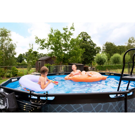 Piscine EXIT Black Leather ø360x122cm avec pompe filtrante - noir