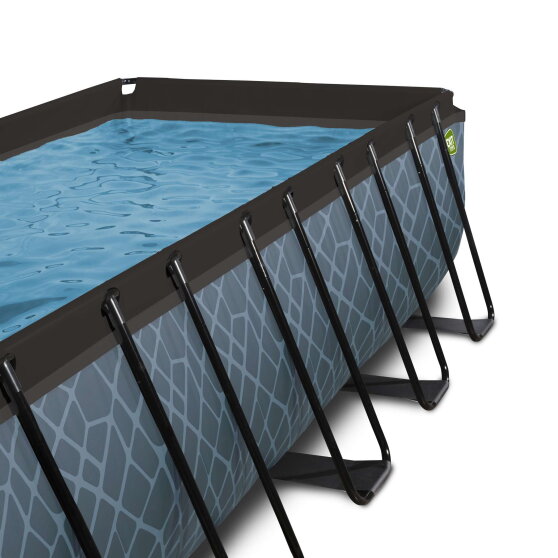 Piscine EXIT Stone 540x250x100cm avec pompe filtrante et d&ocirc;me - grise