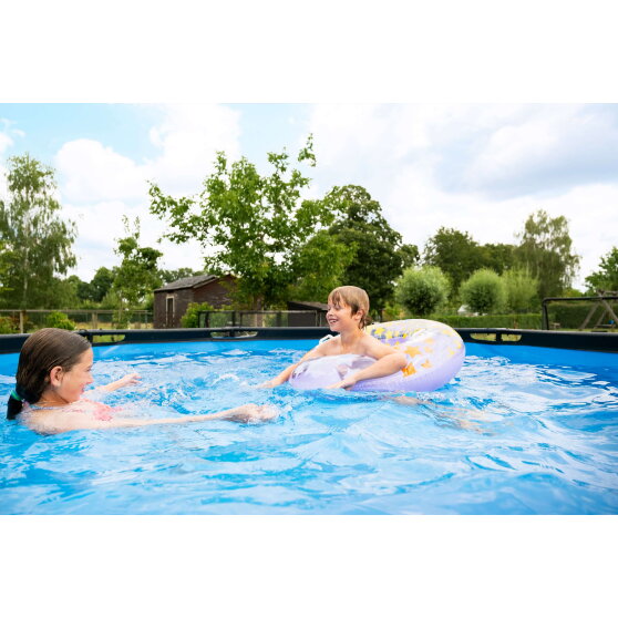 Piscine EXIT Black Leather ø360x122cm avec pompe filtrante à sable - noir