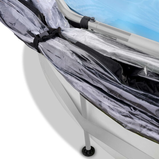 Piscine EXIT Soft Grey ø360x76cm avec pompe filtrante et dôme - gris