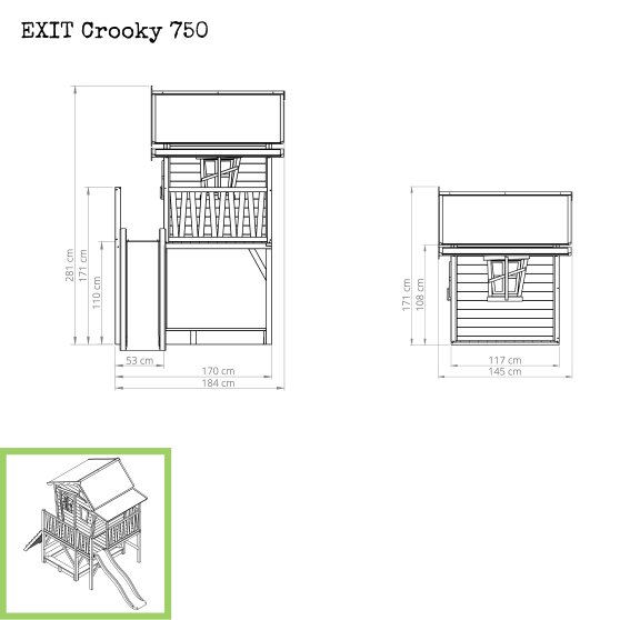 Cabane en bois EXIT Crooky 750 - gris-beige