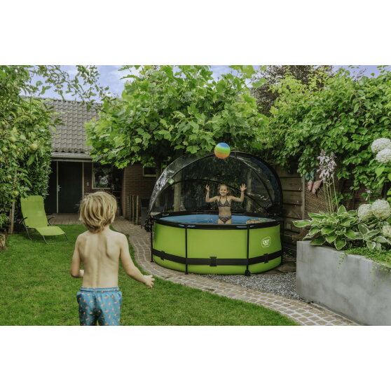 Piscine EXIT Lime &oslash;244x76cm avec pompe filtrante et d&ocirc;me - vert