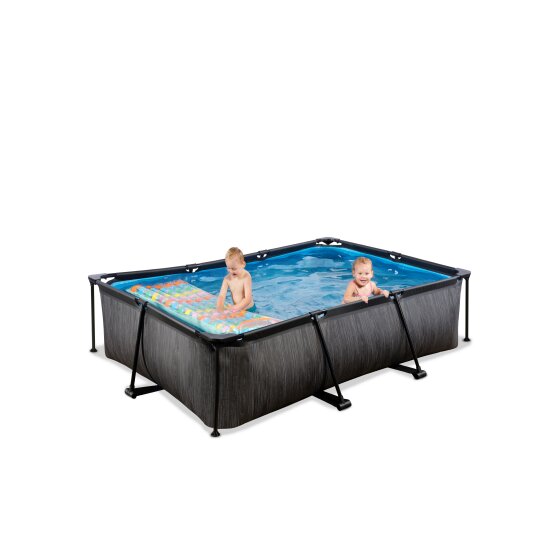 Piscine EXIT Black Wood 220x150x65cm avec pompe filtrante - noir