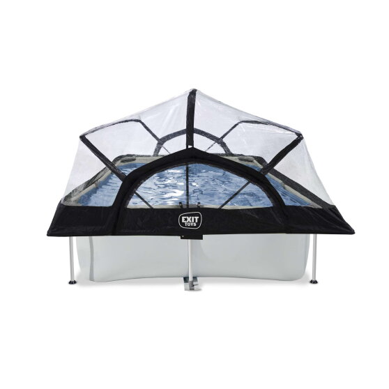 Piscine EXIT Soft Grey 300x200x65cm avec pompe filtrante et d&ocirc;me - gris