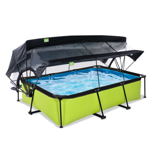 Piscine EXIT Lime 300x200x65cm avec pompe filtrante et d&ocirc;me et voile d'ombrage - vert