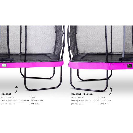 Trampoline EXIT Elegant Premium de 214x366cm avec filet de sécurité Deluxe - violet