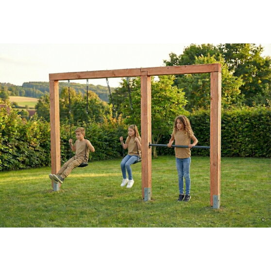 EXIT Linea Massiv 140 Balan&ccedil;oire double en bois avec barre fixe