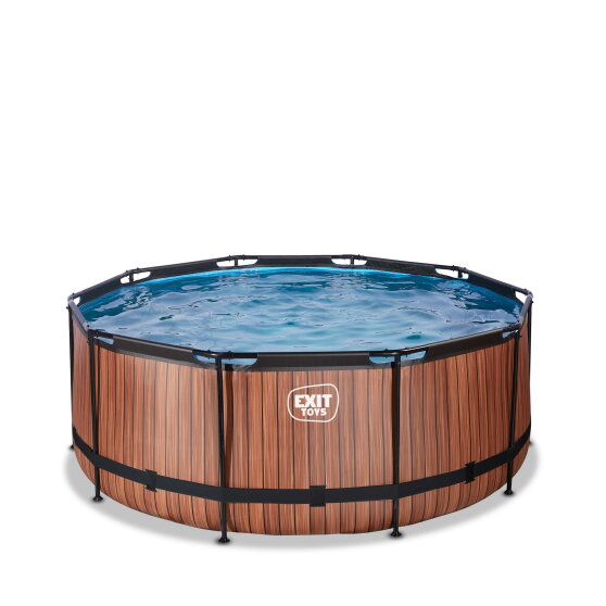 Piscine EXIT Wood ø360x122cm avec pompe filtrante à sable - marron