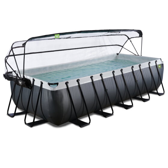 Piscine EXIT Black Leather 540x250x122cm avec pompe filtrante à sable et dôme - noir