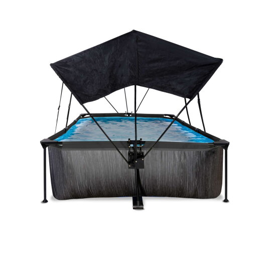 Piscine EXIT Black Wood 300x200x65cm avec pompe filtrante et voile d'ombrage - noir