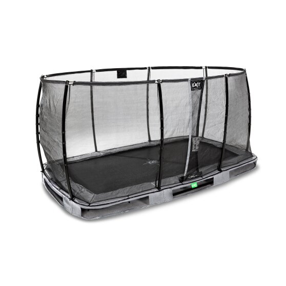 Trampoline enterré EXIT Elegant Premium de 244x427cm avec filet de sécurité Deluxe - gris