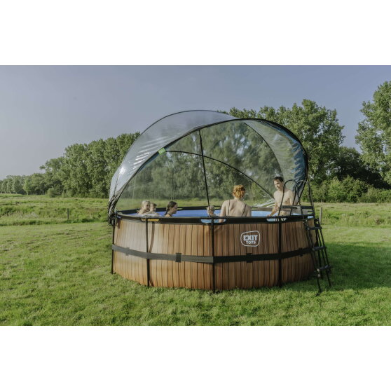 Piscine EXIT Black Leather ø427x122cm avec pompe filtrante à sable et dôme - noir