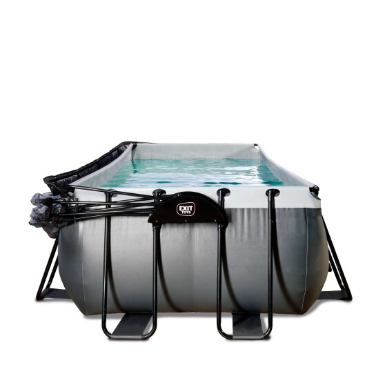 Piscine EXIT Black Leather 540x250x122cm avec pompe filtrante &agrave; sable et d&ocirc;me - noir