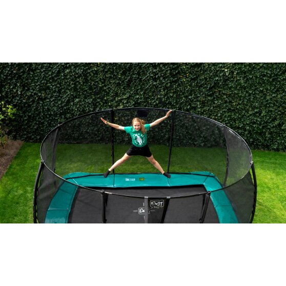 Trampoline EXIT Supreme groundlevel 214x366cm avec filet de sécurité - gris