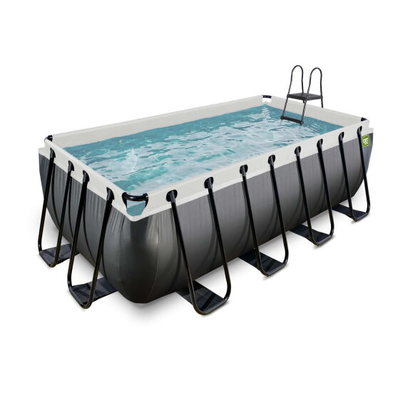 Piscine EXIT Black Leather 400x200x122cm avec pompe filtrante &agrave; sable - noir