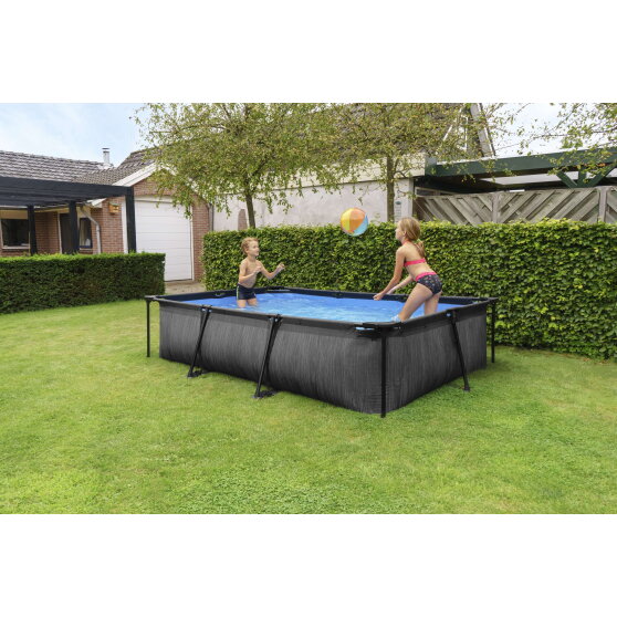 Piscine EXIT Black Wood 300x200x65cm avec pompe filtrante - noir