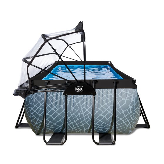 Piscine rectangulaire avec cadre en métal de 150 x 150 cm, piscine  familiale carrée d'extérieur avec bouchon de vidange et trou de vidange  pour