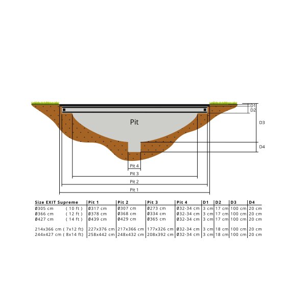 Trampoline EXIT Supreme groundlevel 214x366cm avec filet de sécurité - noir