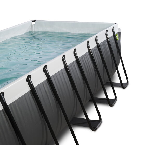 Piscine EXIT Black Leather 540x250x100cm avec pompe filtrante à sable et dôme et pompe à chaleur - noir