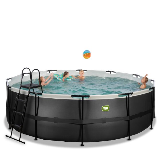 Piscine EXIT Black Leather ø450x122cm avec pompe filtrante à sable - noir