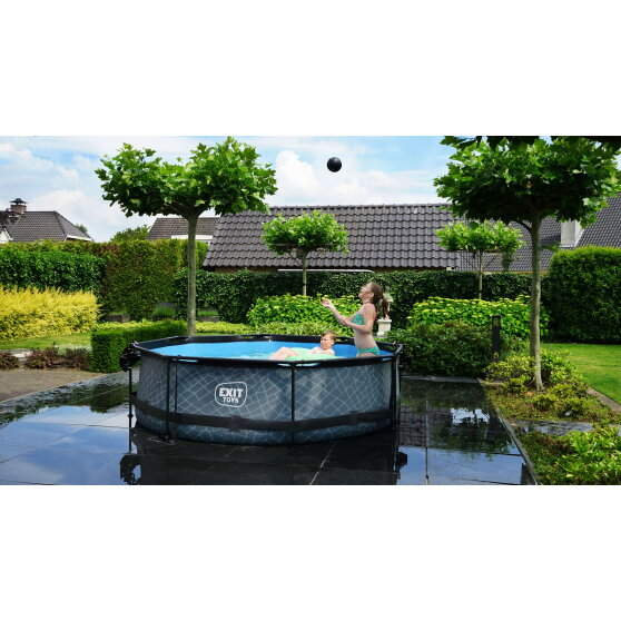 Piscine EXIT Black Wood &oslash;300x76cm avec pompe filtrante - noir