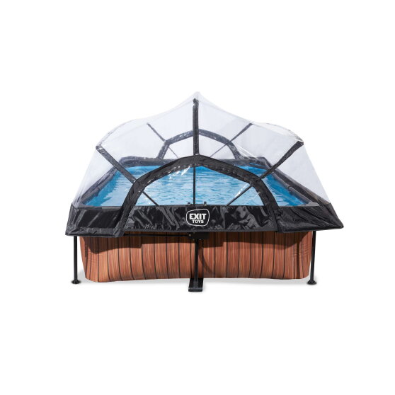 Piscine EXIT Wood 300x200x65cm avec pompe filtrante et d&ocirc;me - marron