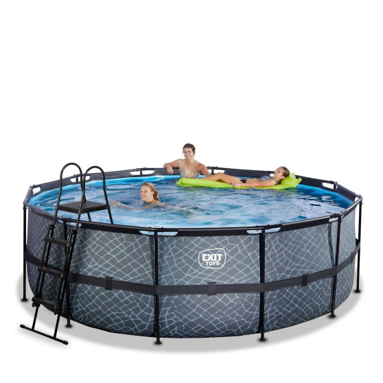 Piscine EXIT Stone ø427x122cm avec pompe filtrante - grise