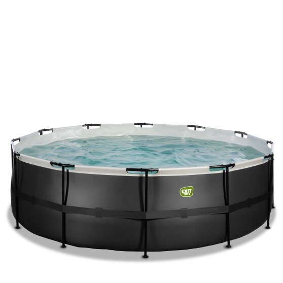 Piscine EXIT Black Leather ø450x122cm avec pompe filtrante à sable - noir