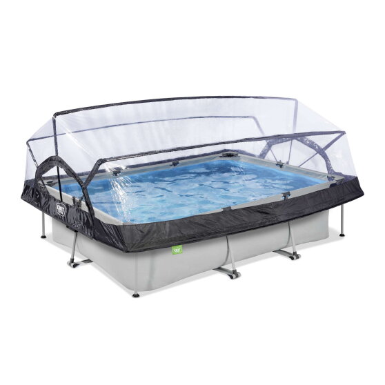 Piscine EXIT Soft Grey 300x200x65cm avec pompe filtrante et d&ocirc;me - gris