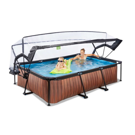 Piscine EXIT Wood 300x200x65cm avec pompe filtrante et d&ocirc;me - marron