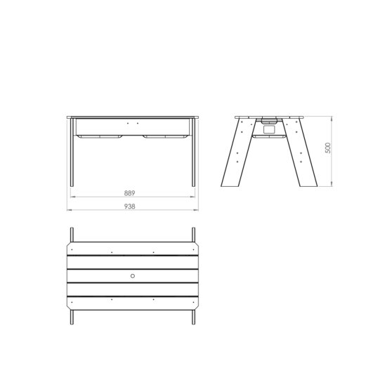 Table d'activités, sable et eau, avec parasol et outils de jardinage EXIT Aksent