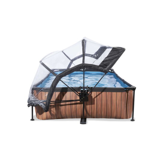 Piscine EXIT Wood 300x200x65cm avec pompe filtrante et d&ocirc;me - marron