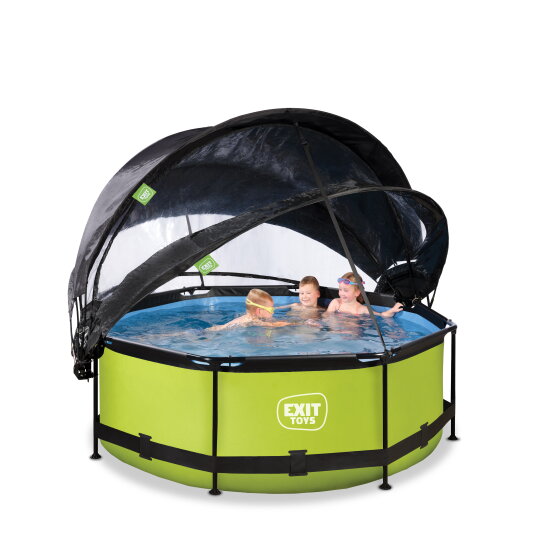 Piscine EXIT Lime ø244x76cm avec pompe filtrante et dôme et voile d'ombrage - vert