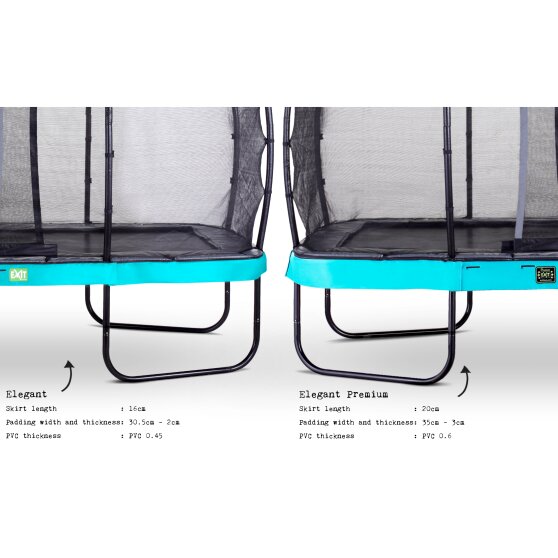 Trampoline EXIT Elegant de 214x366cm avec filet de sécurité Economy - bleu