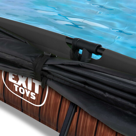Piscine EXIT Wood 300x200x65cm avec pompe filtrante et voile d'ombrage - marron