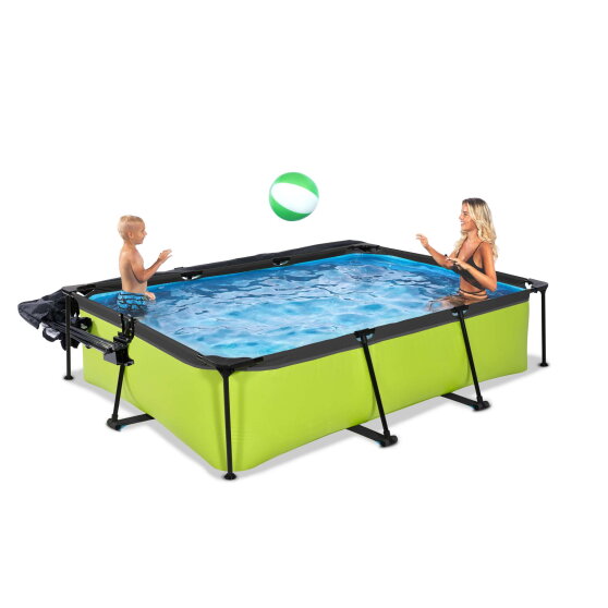 Piscine EXIT Lime 300x200x65cm avec pompe filtrante et d&ocirc;me et voile d'ombrage - vert