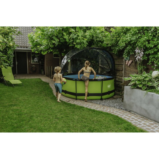 Piscine EXIT Lime &oslash;244x76cm avec pompe filtrante et d&ocirc;me - vert