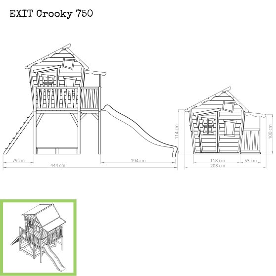 Cabane en bois EXIT Crooky 750 - gris-beige